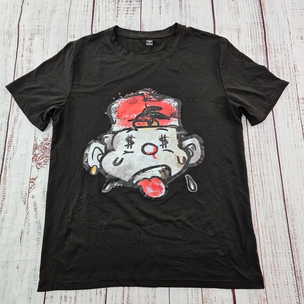Manfinity Cartoon Print Black Short Sleeve T-Shirt Men's M